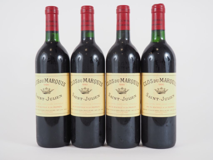 4 BOUTEILLES CLOS DU MARQUIS ST JULIEN - 1990 - BG