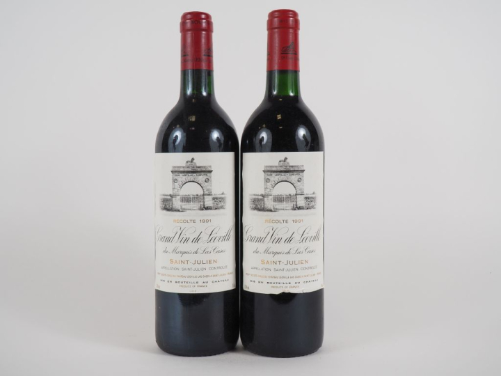 2 BOUTEILLES CHÂTEAU LÉOVILLE LAS CASES GCC ST JULIEN - 1991 - BG/1 ET