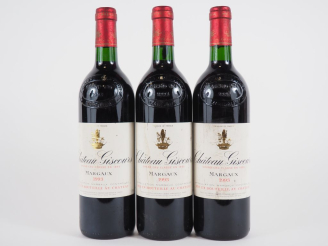 Vente aux enchères 3 BOUTEILLES CHÂTEAU GISCOURS GCC MARGAUX - 1993 - BG/ETLA
