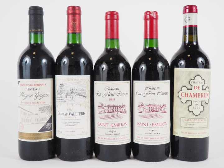 5 BOUTEILLES : 1 CHÂTEAU DE CHAMBRUN LALANDE DE POMEROL 1997 - 2 CHÂTE