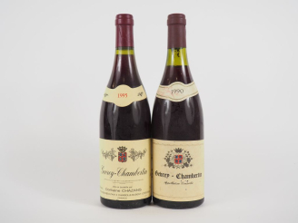 Vente aux enchères 2 BOUTEILLES GEVREY CHAMBERTIN : 1 de 1995 DOMAINE CHAZANS - 1 de 1990