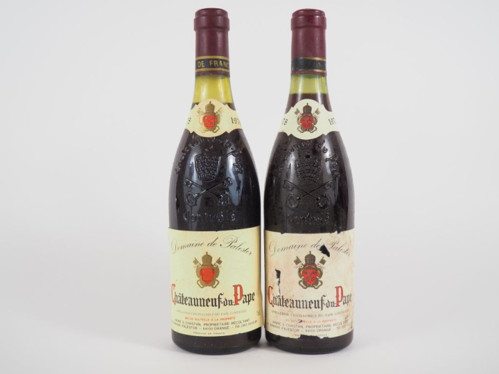 2 BOUTEILLES CHÂTEAUNEUF DU PAPE DOMAINE DE PALESTOR - 1978 - 1 EA
