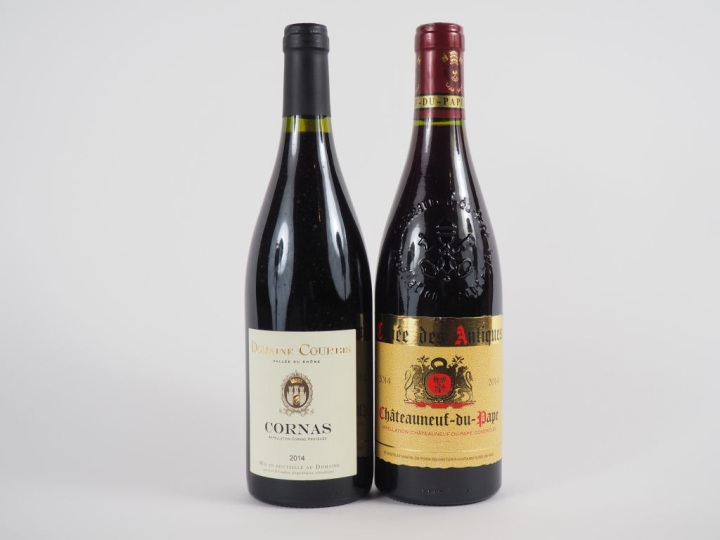 2 BOUTEILLES de 2014 : 1 CORNAS DOMAINE COURBIS - 1 CHÂTEAUNEUF DU PAP