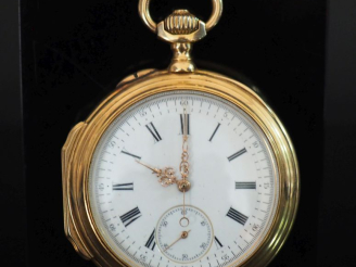 Vente aux enchères Montre de gousset en or jaune 750.  Cadran à chiffres romains pour les