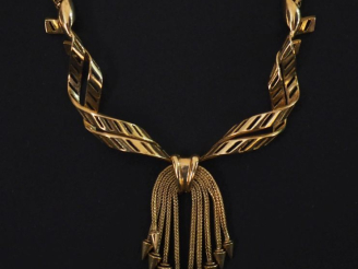 Vente aux enchères Collier souple en or jaune 750, maille dite tubogaze, agrémentée en so