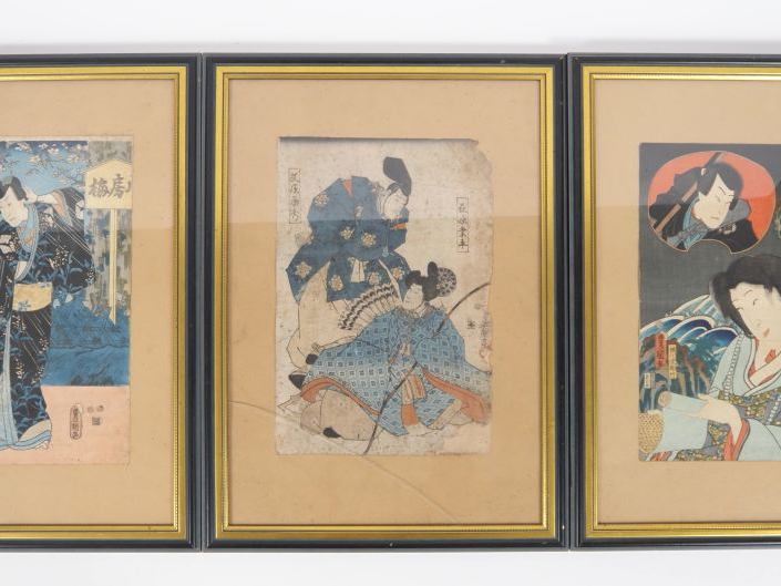 Japon, Lot de quatorze estampes de format oban tate-e dont partie de t