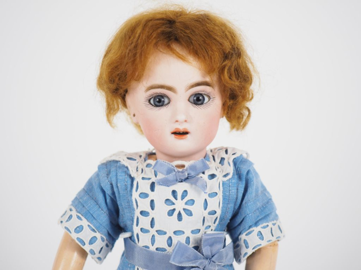 Poupée type Bleuette Jumeau marqué 2 tête porcelaine bouche ouverte av