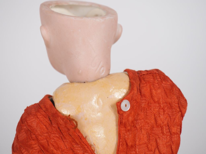 Poupée Bleuette Fleischmann tête porcelaine bouche ouverte yeux fixes 
