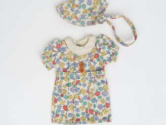 Vente aux enchères « Robe d’été » avec son bonnet. Bel état. 1942-1946  Gautier-Languerea