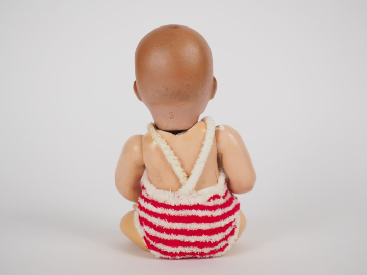 Bambino petit frère de Bleuette tête porcelaine bouche ouverte avec la