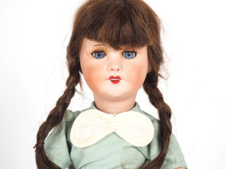 Vente aux enchères Poupée Type Rosette Unisfrance 301 tête porcelaine bouche ouverte yeux