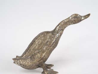 Vente aux enchères Sujet en bronze argenté "canard" H. 15,5 cm