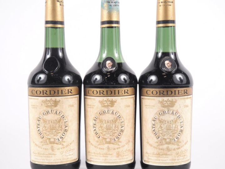 3 BOUTEILLES CHÂTEAU GRUAUD LAROSE GCC PAUILLAC - 1966 - 1 LB