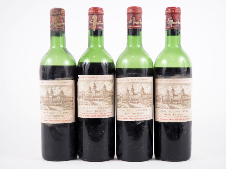 4 BOUTEILLES CHÂTEAU COS D'ESTOURNEL GCC ST ESTÈPHE - 1967 - VIDANGE/C