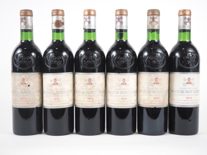 6 BOUTEILLES CHÂTEAU PAPE CLÉMENT GCC GRAVES - 1974 - BG/ELS
