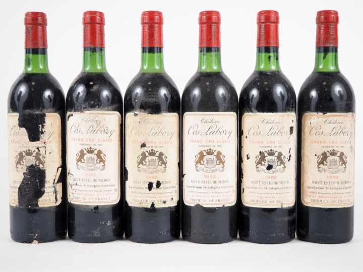 6 BOUTEILLES CHÂTEAU COS LABORY GCC ST ESTÈPHE - 1982 - BG/4 EA/1 ETA/