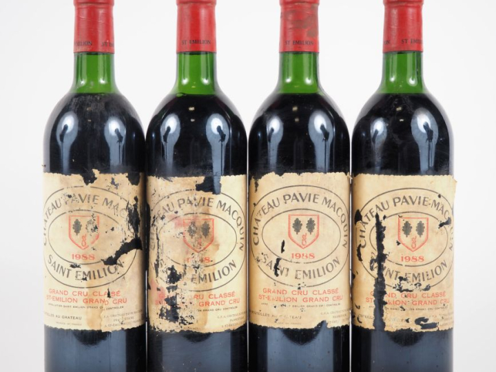 4 BOUTEILLES CHÂTEAU PAVIE MACQUIN GCC ST ÉMILION - 1988 - 1 LB/3 LB-H
