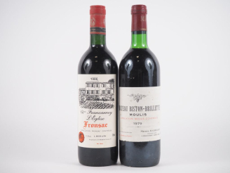 Vente aux enchères 2 BOUTEILLES : 1 CHÂTEAU BRILLETTE MOULIS 1979 BG - 1 CHÂTEAU FRANCARN