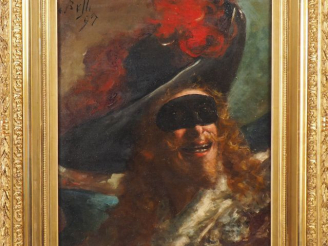 Vente aux enchères BELLI.  "portrait de Cyrano"  Huile sur toile, signée en haut à gauche