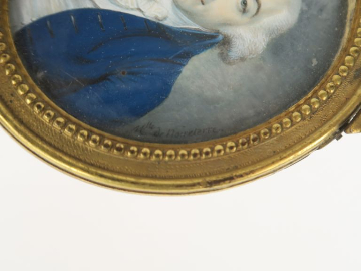 Marie-Thérèse NOIRETERRE. "Portrait d'homme à l'habit bleu". Miniature