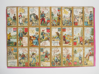 Vente aux enchères 3 puzzles anciens, "les départements de France". Dim. 32 x 49,5 cm.
