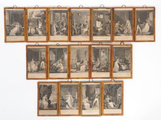Vente aux enchères Suite de 16 encadrements contenant des gravures en noir d'après CHASSE