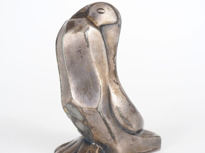 GALLIA. Salière en métal argenté de style Art Déco, "échassier". H. 8 