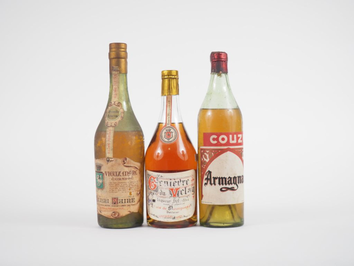 3 BOUTEILLES : 1 BOUTEILLE ARMAGNAC COUZI/1 BOUTEILLE LIQUEUR DIGESTIV