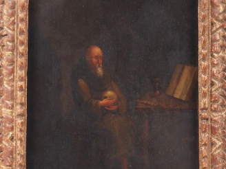 Vente aux enchères Ecole française XVIIIème. "Saint Jérome" Huile sur panneau. Dim. 27 x 