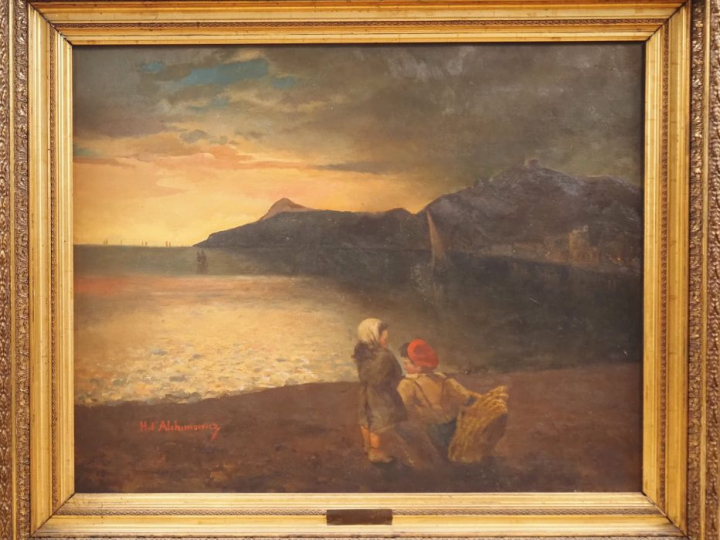 Yacinthe ALCHIMOVICZ. "Jeunes promeneurs en bord de falaise" Grande hu