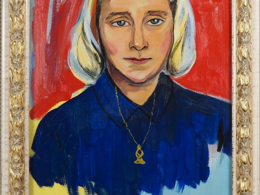 Renée ASPE.  "portrait de jeune femme" Huile sur toile, signée en bas 