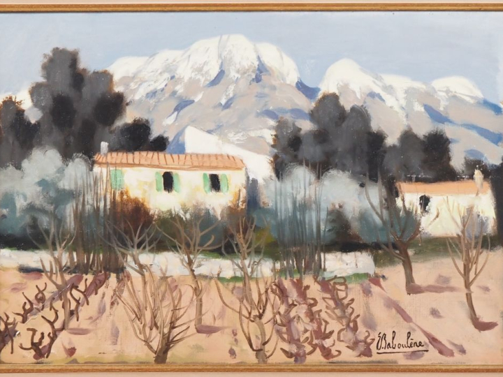Eugène BABOULENE. "les vignes au pied des montagnes" Huile sur toile, 