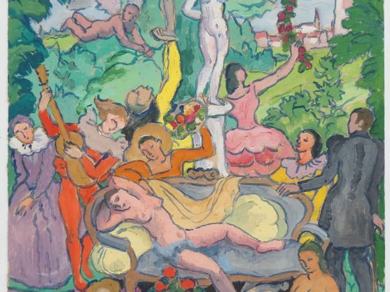 Lucien-Pierre CADENE.  "Bacchanales" Gouache sur papier, signée et dat
