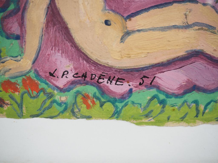 Lucien-Pierre CADENE.  "Bacchanales" Gouache sur papier, signée et dat