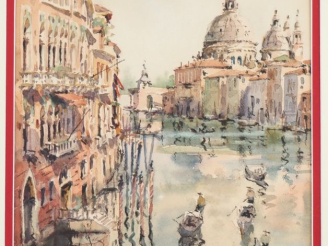 Vente aux enchères Georges CHAPPUIS.  "le canal à Venise" Aquarelle, signée en bas à gauc