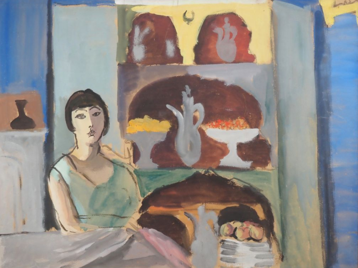 PRINTZ (attribué à) "jeune femme dans sa cuisine" Aquarelle      Dim. 