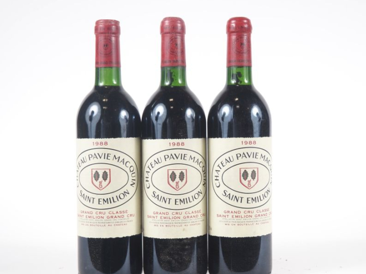 3 BOUTEILLES CHÂTEAU PAVIE MACQUIN GCC ST ÉMILION - 1988 -  CB0 - 3 BG