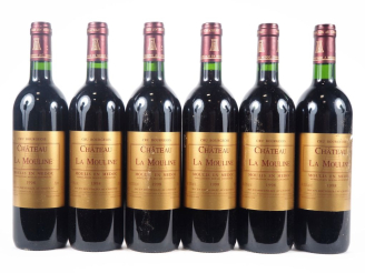 Vente aux enchères 6 BOUTEILLES CHÂTEAU LA MOULINE CB MOULIS - 1998 - 2 ELA 