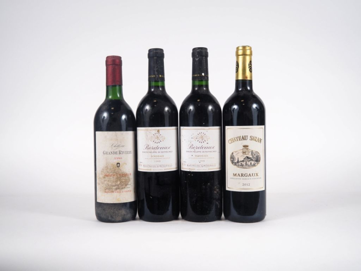 4 BOUTEILLES : 1 CHÂTEAU GRANDE RIVIÈRE BORDEAUX SUPÉRIEUR - 1993 -  B