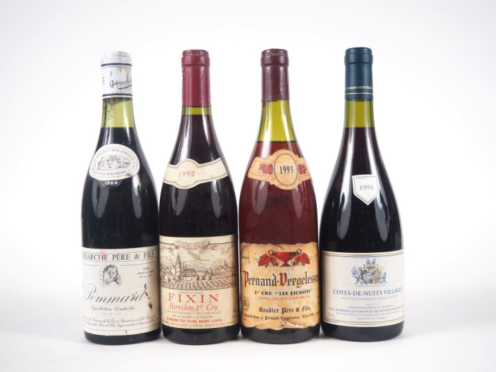 4 BOUTEILLES : 1 POMMARD PATRIARCHE PÈRE ET FILS 1964 - 1 FIXIN 1er CR