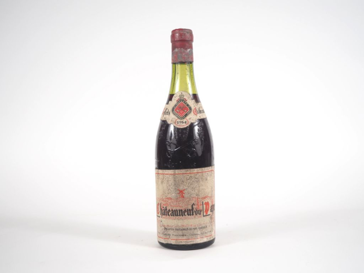 1 BOUTEILLE CHÂTEAUNEUF DU PAPE HENRI JOURDAN - 1964 - 4 CM - ÉTIQUETT