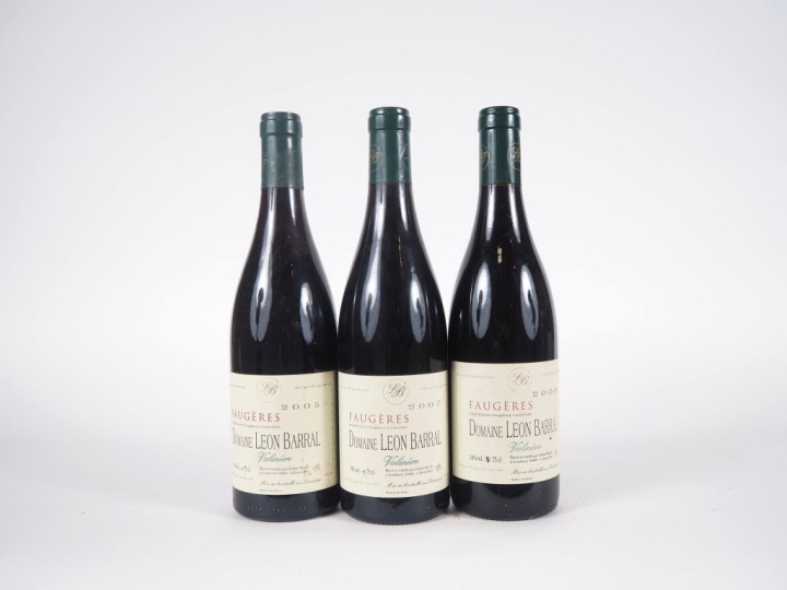 3 BOUTEILLES DOMAINE LÉON BARRAL "VALINIÈRE" FAUGÈRES : 2005/2007/2008