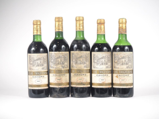 Vente aux enchères 5 BOUTEILLES CLOS TRIGUEDINA CAHORS - 1967 - 1 BG/1 LB/1 HEP/1 MEP/1 B