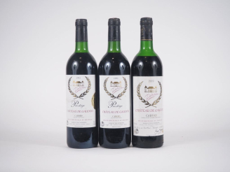 Vente aux enchères 3 BOUTEILLES CHÂTEAU DE GAUDOU CAHORS : 1 DE 1989 MEP - 1 DE 1993 LB -