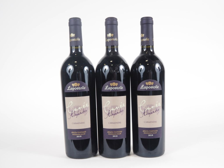 3 BOUTEILLES VIN DU CHILI LAPOSTOLLE CUVÉE ALEXANDRE CARMENÈRE - 2010 