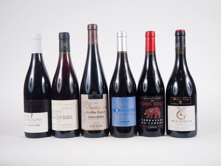6 BOUTEILLES : 1 BOUTEILLE FAUGÈRES DOMANE LÉON BARRAL - 2002/1 BOUTEI
