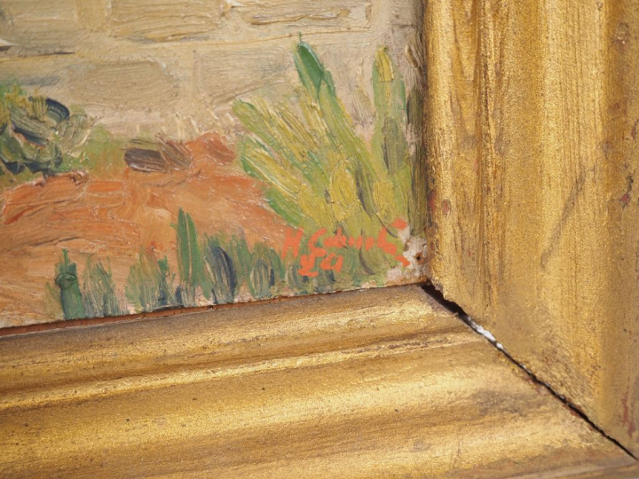 Peinture à l’huile sur carton contrecollé sur panneau, représentant un