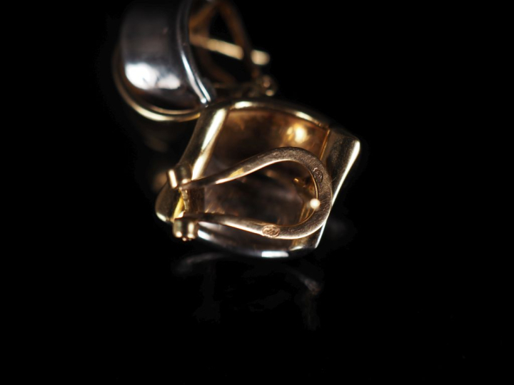 Paire de boucles d'oreilles en or blanc et jaune 750 Poids : 6,10 g   