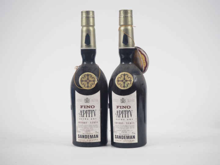 2 BOUTEILLES FINO APITIV SHERRY XÉRÈS SANDEMAN 75 cl