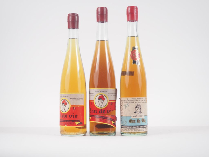 3 BOUTEILLES EAU DE VIE DE MARC LANGUEDOC 75 cl - 41,7 % 